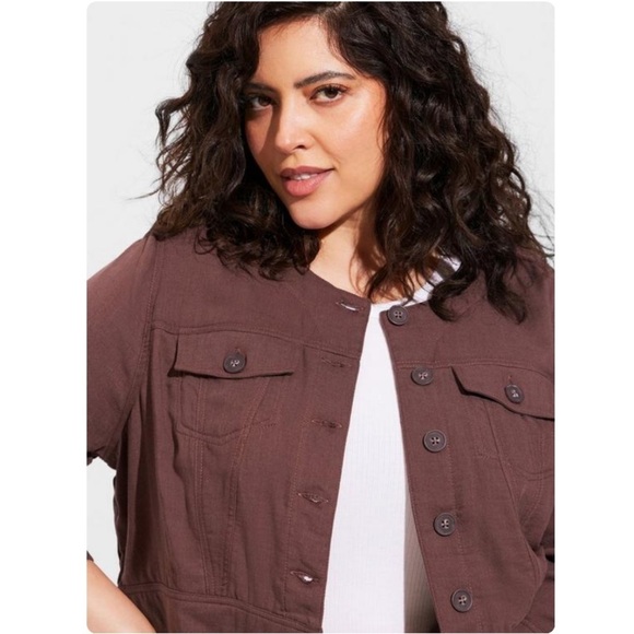 TORRID NWT Double Gauze Cropped Collarless Jacket 0700 - Picture 5 of 6